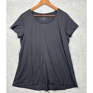 Pure J Jill Top L Black ScoopNeck Elliptical Tee L 100% Pima Cotton